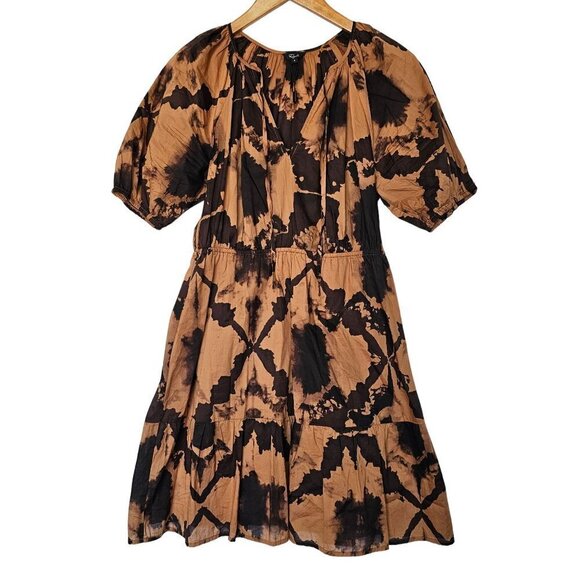 Rails Amabella‎ Puff Sleeve Mini Dress In Tigers Eye NWOT Brown Women's Small - Picture 4 of 15